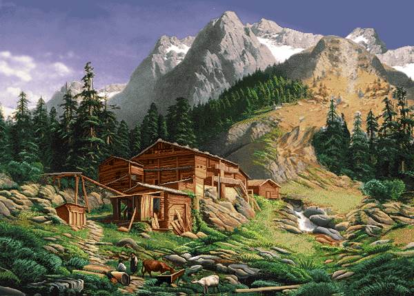 خانه چوبی در دامنه کوه
