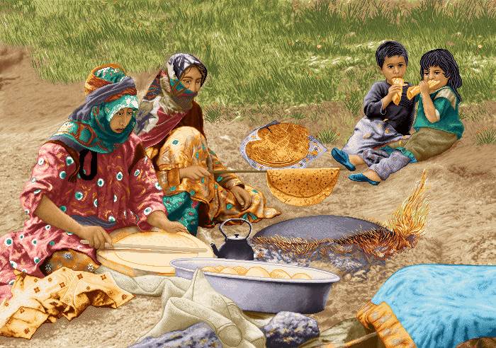 نان پختن زنان عشایر
