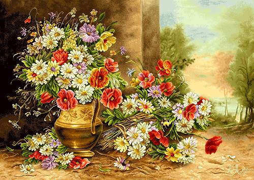 نقاشی گل و گلدان