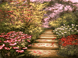 پله در میان گلها